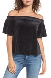 JUICY COUTURE VELOUR OFF THE SHOULDER TOP,WTKT103723