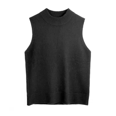 Zenzee Cashmere Mockneck Sleeveless Top | Black
