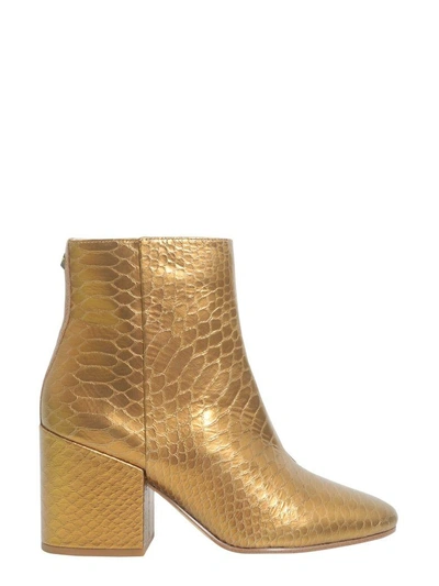 Sam Edelman Snake Printed Ankle Boots In Gold