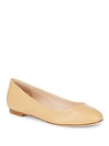 SERGIO ROSSI Round Toe Leather Ballet Flats,0400095917995