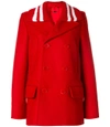 Givenchy Striped-collar Double-breasted Wool-blend Coat In Red
