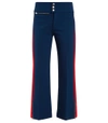 GUCCI Navy Red Contrast Stripe Slim Leg Trousers,GUC36R588