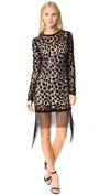ALEXANDER WANG FITTED LONG SLEEVE DRESS WITH SCALLOPED HEM