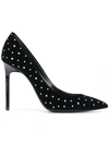 Saint Laurent Anja Crystal-embellished Point-toe Velvet Pumps