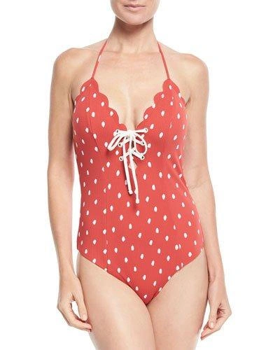 Marysia Broadway Tie Maillot Printed One-piece Swimsuit In Red
