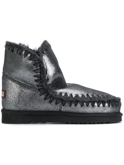 Mou Woven Detail Boots In Grey