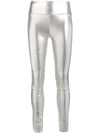 SPRWMN SPRWMN SILVER LEATHER HIGH WAISTED LEGGINGS - METALLIC,ANK03LSILVER12383248