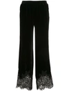 GOLD HAWK LACE HEM VELVET TROUSERS,GH79012352602