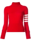 Thom Browne 4-bar Stripe Turtle-neck Jumper In Red