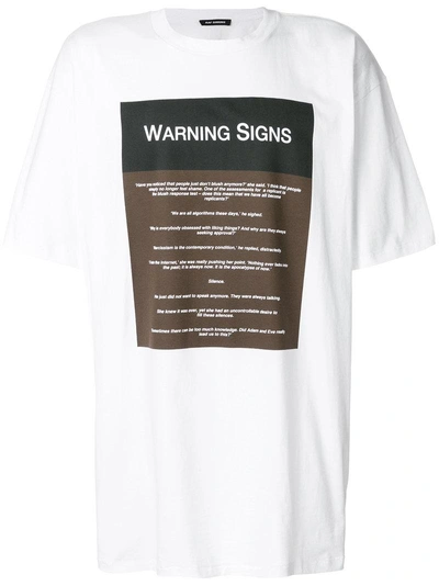 Raf Simons 警告标语t恤 In White Brown