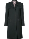 THOM BROWNE THOM BROWNE CLASSIC CHESTERFIELD OVERCOAT WITH GROSGRIAN TIPPING IN BLACK CREPE SUITING,FOC300B0231212315250