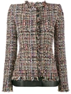 ALEXANDER MCQUEEN LEATHER TRIMMED FITTED TWEED JACKET,491333QJZ2812352903