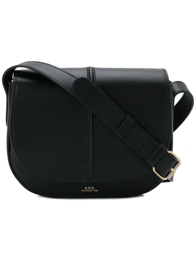 A.p.c. Sac Demi Lune Crossbody Bag In Black Leather With Logo