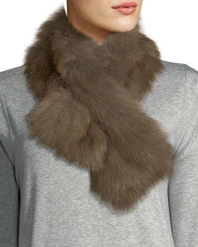 Adrienne Landau Fur Pull-through Scarf In Brown