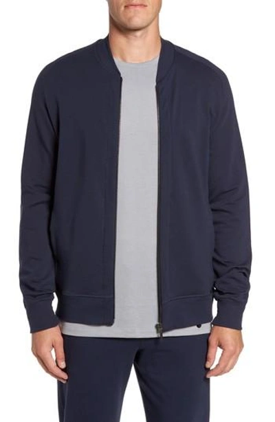 Hanro Tretch-cotton Jersey Zip-up Weatshirt - Midnight Blue