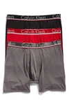 Calvin Klein Men's Comfort Microfiber Boxer Brief 3 Pack In Black/ Empower/ Grey Sky