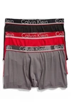 Calvin Klein Men's Comfort Microfiber Boxer Brief 3 Pack In Black/ Empower/ Grey Sky