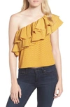 MISA KLEA RUFFLE ONE-SHOULDER TOP,BITP5953