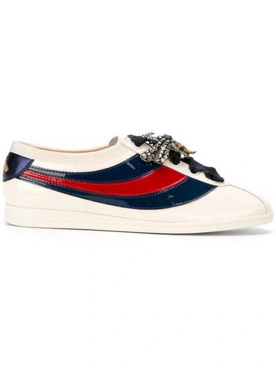 Gucci Off-white Patent Sylvie Web Falacer Sneakers