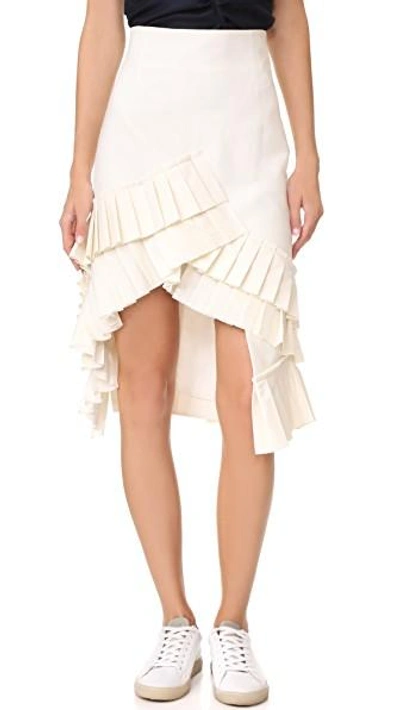 Jacquemus La Jupe Seville Asymmetric Pleated-hem Crepe Skirt In Offwhite