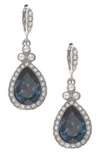 Givenchy Silver-tone Dark Blue Crystal And Pave Teardrop Drop Earrings In Denim / Silver