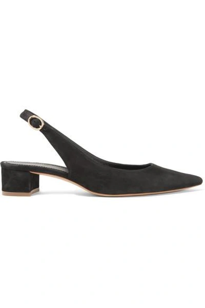 Mansur Gavriel Smooth Suede Slingback Pump In Black