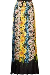 GUCCI Grosgrain-trimmed floral-print silk-satin maxi skirt