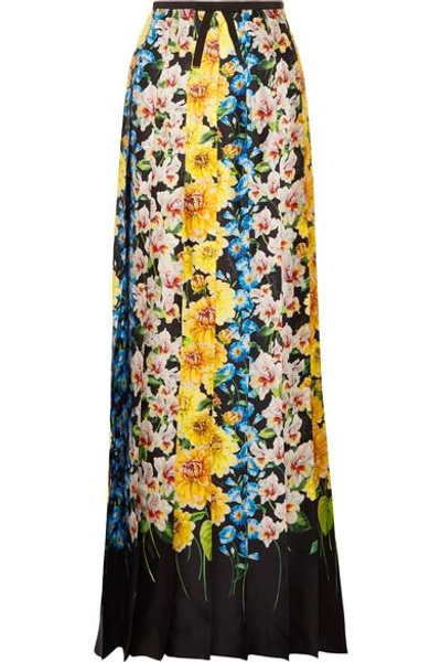 Gucci Grosgrain-trimmed Floral-print Silk-satin Maxi Skirt In Multicolor