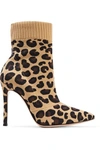 GIANVITO ROSSI SAUVAGE 100 LEOPARD-PRINT STRETCH-KNIT SOCK BOOTS