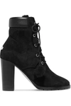 JIMMY CHOO ELBA 95 SHEARLING-LINED SUEDE ANKLE BOOTS