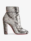 CHRISTIAN LOUBOUTIN CHRISTIAN LOUBOUTIN LADIES PATENT LEATHER MOULAMAX 100 SEQUINED ANKLE BOOTS, SIZE: 37,3170939M94412346286