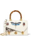 GUCCI OTTILIA SMALL EMBELLISHED ELAPHE-PANELED PRINTED LEATHER TOTE