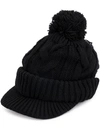 YOHJI YAMAMOTO cable knit bobble hat,NKH0115012329619