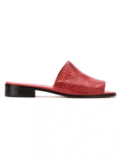 Sarah Chofakian Leather Mules In Red
