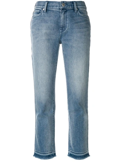 Burberry Slim Fit Frayed Cropped Jeans In Blue