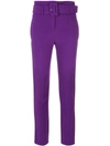 THEORY THEORY BELTED HIGH WAIST TROUSERS - PURPLE,H070622412379665