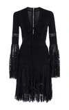 ELIE SAAB Knit Mini Dress with Lace Bell Sleeves,8887MO