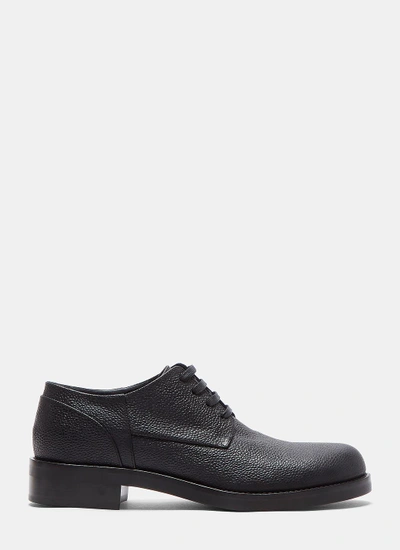 Marni Speckled Leather Lace-up Brogue Shoes In Black
