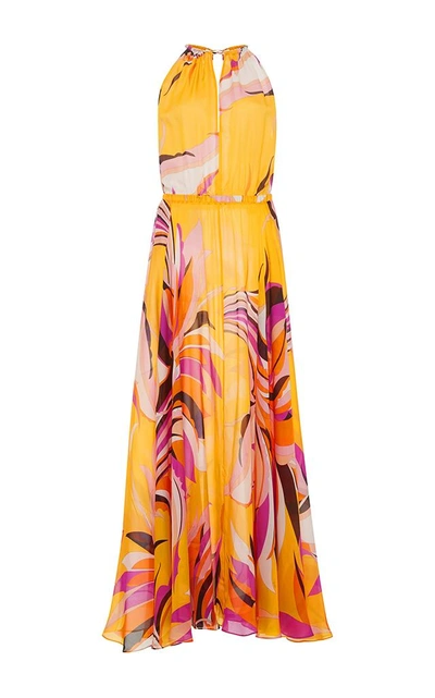Emilio Pucci Fiore Maya Printed Silk-chiffon Halterneck Maxi Dress In Yellow Pattern