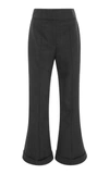 JACQUEMUS FLARED FOLDED CUFF CROPPED WOOL-BLEND PANT,173PA03