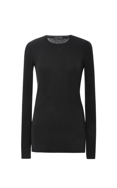 Atm Anthony Thomas Melillo Cashmere Long-sleeve Crewneck Top In Charcoal