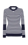 COURRÈGES STRIPED COTTON AND CASHMERE-BLEND SWEATER,417ML03M006R