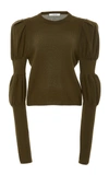 ADEAM GATHERED SLEEVE CASHMERE TOP,AFW17930KN