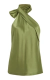 Galvan Asymmetric Sash Neck Top In Green