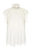 Ulla Johnson Darla Embroidered Silk-georgette Top In Blanc