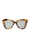 KAREN WALKER NUMBER ONE ROUND-FRAME TORTOISESHELL ACETATE SUNGLASSES,KAS1001808