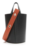 Danse Lente Lorna Mini Two-tone Leather Bucket Bag In Black/orange