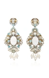 RANJANA KHAN M'O EXCLUSIVE WHITE FRINGE AND MOTHER OF PEARL HOOP DROP EARRING,BB-716E