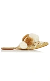 Figue Iris Pompom-embellished Mule Slide, Gold In Gold