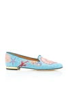 CHARLOTTE OLYMPIA OCEANIC EMBROIDERED CANVAS SLIPPERS,V009757BRC960
